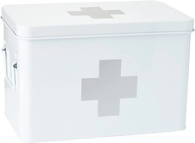 Lekárnička, kovový box na lieky, 2v1, biela MEDICINE XL 32 x 20 x 21