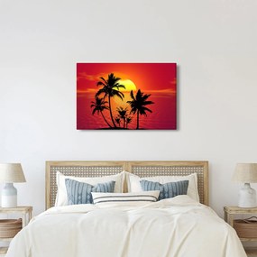 Obraz siluety ostrova s palmami (90x60 cm)