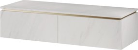 Závěsná skříňka pod umyvadlo Letto 01 120 cm bílý mramor/zlatá
