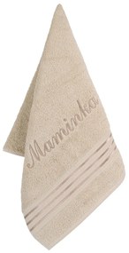 Bellatex Froté uterák s výšivkou Maminka béžová, 50 x 100 cm