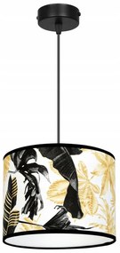 Závesné svietidlo Gold Flowers, 1x biele textilné tienidlo s kvetinovým vzorom, (výber z 2 farieb konštrukcie)