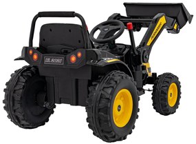 Batériový bager-traktor pre deti žltý + pohyblivé rameno lyžice + diaľkové ovládanie + pomalý štart + FM rádio + LED