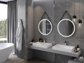 Mexen Reni, LED kúpeľňové zrkadlo s podsvietením 70x70 cm, 6000K, čierny rám, ochrana proti zahmlievaniu, 9812-070-070-611-70