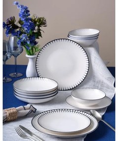 24-dielna jedálenská súprava biela/čierna/porcelán