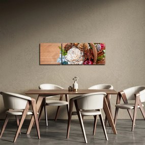 Obraz prúteného koša (s hodinami) (90x30 cm)