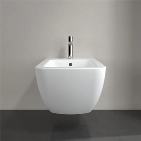 VILLEROY &amp; BOCH Venticello závesný bidet s otvorom, s prepadom, 375 x 560 mm, Stone White, s povrchom CeramicPlus, 441100RW