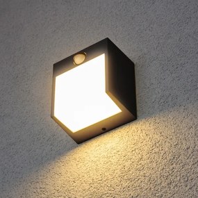 Brilagi-LED Vonkajšie nástenné svietidlo so senzorom TERNI LED/12W/230V čierna IP44