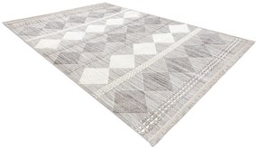 Koberec NANO EO61A Diamant, plocho tkaný, slučka, sivo-biely