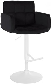 Barová stolička Los Angeles - zamat, biely rám - čierna