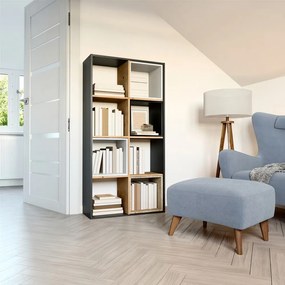 Regál Metros 4 (antracit + dub artisan). Akcia -21%. Vlastná spoľahlivá doprava až k Vám domov. 1132909