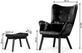 SOFOTEL Kreslo s opierkou na ruky a podnožkou Norse 2047 - čierne