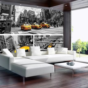 Fototapeta - Žlté taxi - koláž (152,5x104 cm)