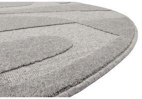 Sivý vlnený okrúhly koberec ø 200 cm Morphic Botanica – Agnella