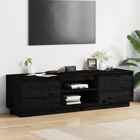 TV stolík čierny 140x35x40 cm masívna borovica 840414