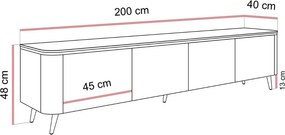 TV STOLÍK JULIEN KAŠMÍR + ZLATÝ LED 200 cm