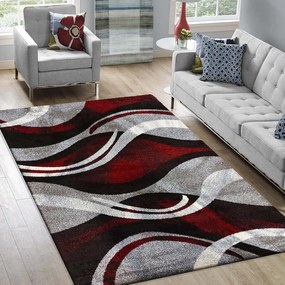 Originálny koberec s abstraktným vzorom v červenošedej farbe Šírka: 80 cm | Dĺžka: 150 cm