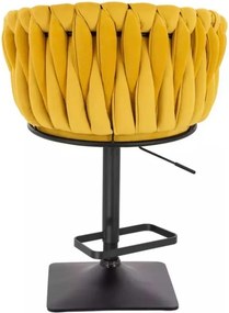 LuxuryForm DESIGN Barová stolička NORDEN VELUR na čiernej hranatej podstave - žltá