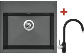 Granitový drez Sinks Cube 560 s batériou Vitalia GR 500x560 mm čierny