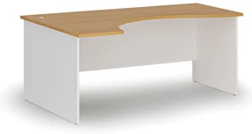 Ergonomický kancelársky písací stôl PRIMO WHITE, 180x120 cm, ľavý, biela/buk