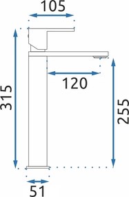 Rea Flip, vysoká umývadlová batéria, chróm lesklý, REA-B2006