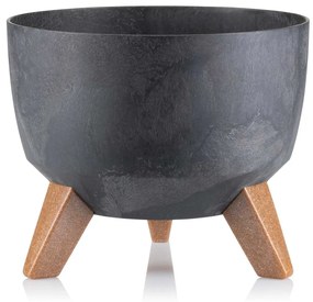 PLASTOVÝ KVETINÁČ ROSA ECO 15X24 CM IMITÁCIA BETÓNU ČIERNA
