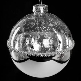 SKLENENÁ VIANOČNÁ BANKA NA STROMČEK SADA 4 KS (FI) 10 CM VZOROVANÁ