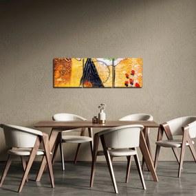 Obraz - Tancujúce baletky, olejomaľba (s hodinami) (90x30 cm)
