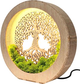 Stolová lampa Strom života s machom | ZIVENA: HDF - Orech 20 cm 4785-115180 LED0610-20-WALNUT
