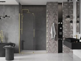 Mexen Velar, posuvné dvere do otvoru 150x200 cm, 8mm číre sklo, zlatá matná, 871-150-000-01-55