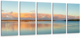 5-dielny obraz jazero a západ slnka - 200x100