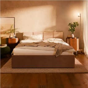 Manželská posteľ BORGO Velvet 140×200 cm sivá