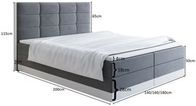 Čalúnená posteľ LILLIANA 1 - 180x200, sivá