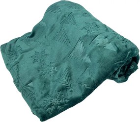 Home Elements Mikroflanelová deka, jacquard vzor Stromčeky, tmavo zelená