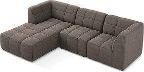 Hnedá rohová pohovka z textílie buklé (ľavý roh/s leňoškou) Aloha – Makamii