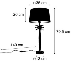 Art Deco stolná lampa bronzová s čiernym tienidlom 35 cm - Areka