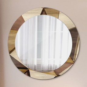 Okrúhle ozdobné zrkadlo Geometrické 3d drevo fi 70 cm