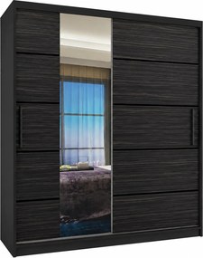 Posuvná skriňa 133 cm PREMIUM SO ZÁSUVKAMI čierna tmavý eben MBP SZP6/1/B/HK/0/KLP