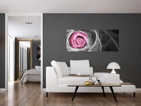Obraz - Abstraktné ruže, fuchsiová (120x50 cm)