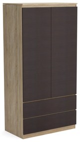 Šatní skriňa 90cm so 2 zásuvkami a vešiakom LUNE Dub sonoma/Wenge