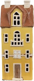 Žltý keramický svietnik na čajovú sviečku domček Candle Village - 11*9*25 cm