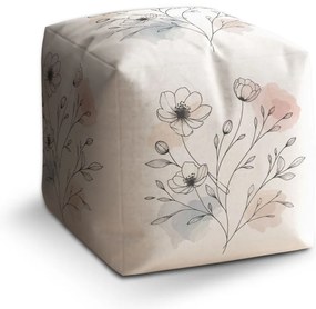Taburet Cube kvetinová línia, krémová