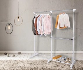 Vešiak RUFO na kolieskach, biely