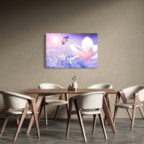 Obraz - Motýľ prilietajúci na kvet (90x60 cm)