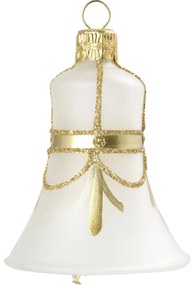 Bella Rose Sklenená vianočná ozdoba Zvonek Bílá Mat