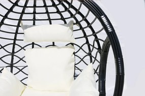 Závesné kreslo 03 čierne s béžovou poduškou