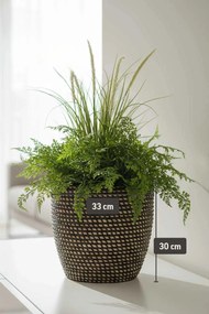 Interiérový kvetináč MASTELLO, ratan, 33x30 cm, natur/čierna