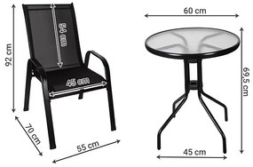 Gardlov 23461 Balkónový set stôl + 2 stoličky čierny