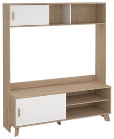 Biela/v prírodnej farbe TV zostava v dekore duba 159x181x48 cm Ikast – Tvilum