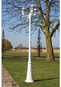 Záhradné trojramenné stĺpové svietidlo Kingston biele, 215 cm
