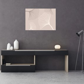 Sklenený obraz - Béžové listy N⁰6 (70x50 cm)